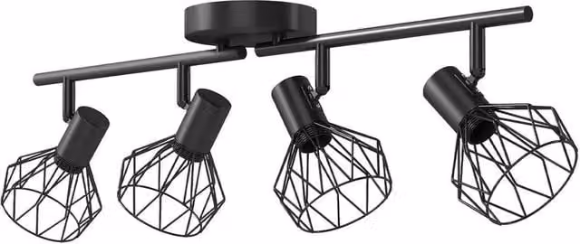 Emitto Adjustable 4-Way Black Metal Spotlight Ceiling Light with E14 Fixture