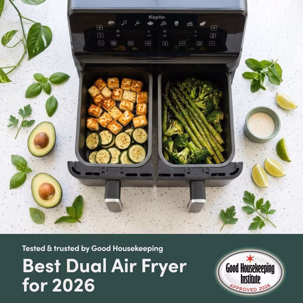 Keplin 9L Dual Zone Air Fryer with 8-in-1 Functions and Digital Display, Black – 7