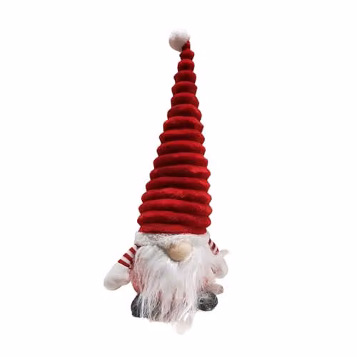 Samuel Alexander 38 cm Sitting Plush Christmas Gonk with Grooved Hat in Red and Grey – 5