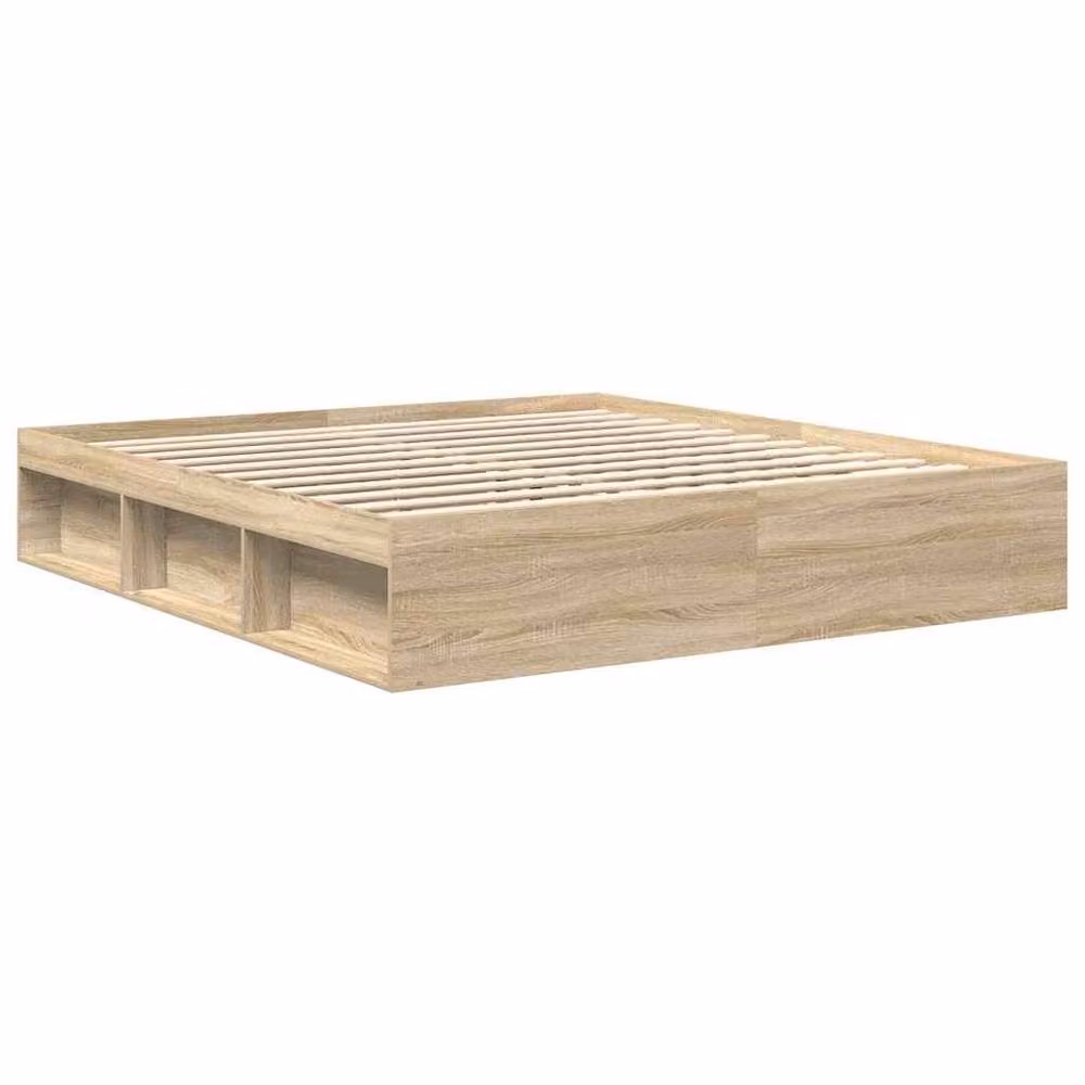 Berkfield Home Sonoma Oak Bed Frame in Beige, 200 x 200 cm – 2