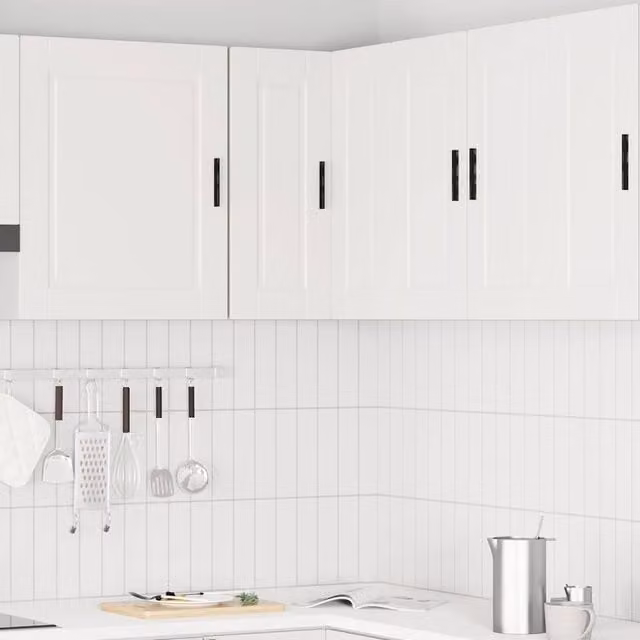 Berkfield Home Porto White Wall Mounted Kitchen Corner Cabinet in Engineered Wood