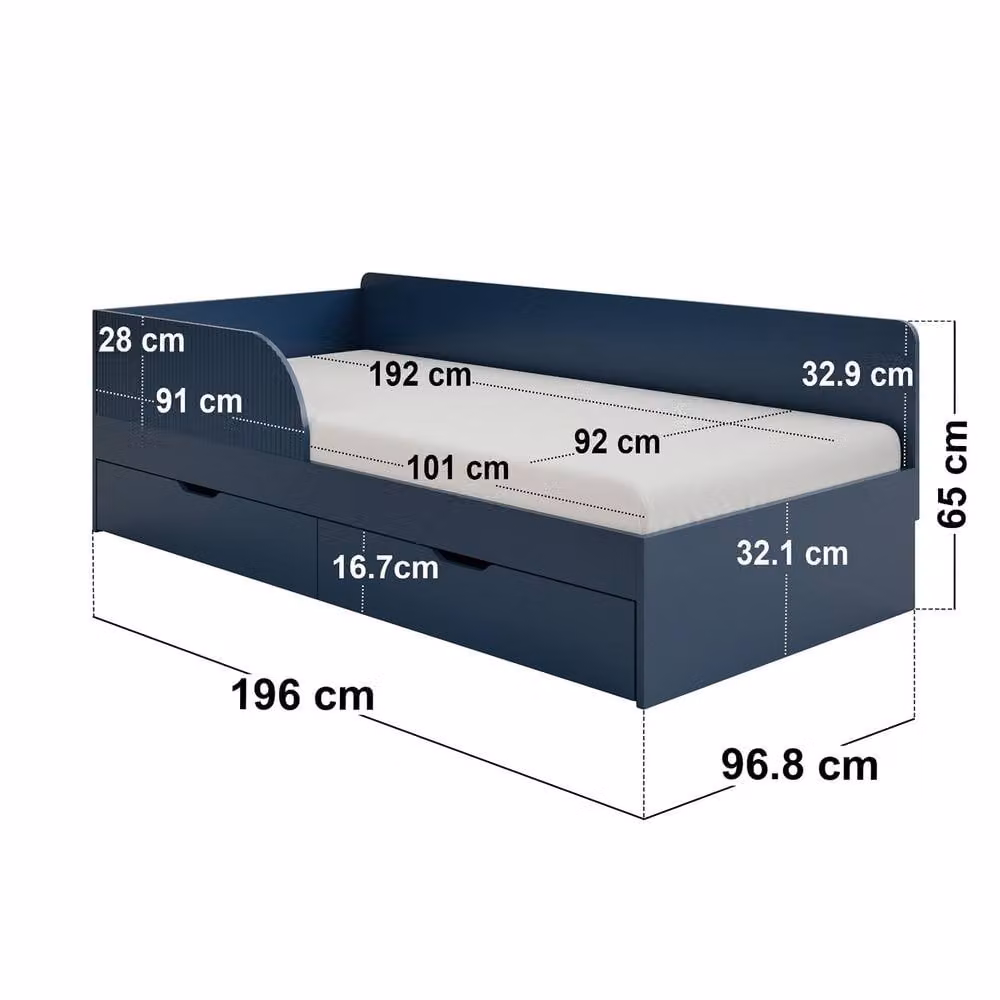 Flair Aris Single Montessori Bed with Storage Drawers in Navy Blue, W/D/H: 90 x 190 cm – 3