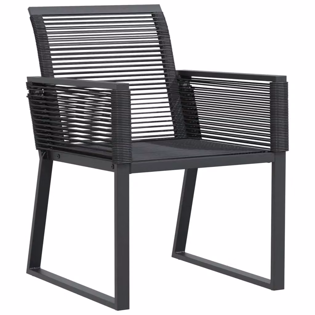 Berkfield Home Set of 2 Black Poly Rattan Garden Chairs with Armrests and Powder Coated Steel Frame – 4