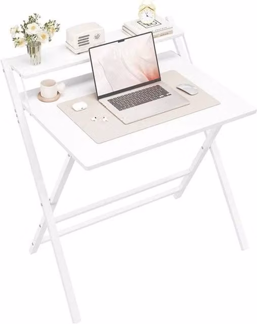 KORVIXA Foldable Computer Desk in White, W/D/H: 100 x 100 x 90.5 cm – 1