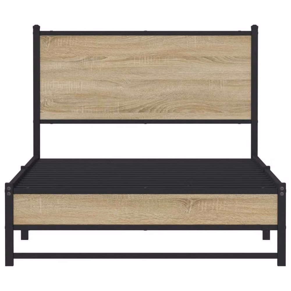 Berkfield Home Metal Bed Frame in Sonoma Oak Brown, W/D/H: 100 x 200 cm – 3