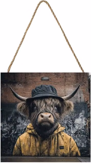 Pyramid International Noel Highland Cow Multicolour Wood Hanging Plaque – 1