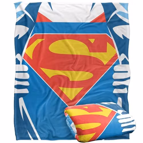 LOGOVISION Superman Day 2025 Chest Logo Super Soft Silky Touch Fleece Throw Blanket, White, W/D/H: 152 x 127 cm – 1
