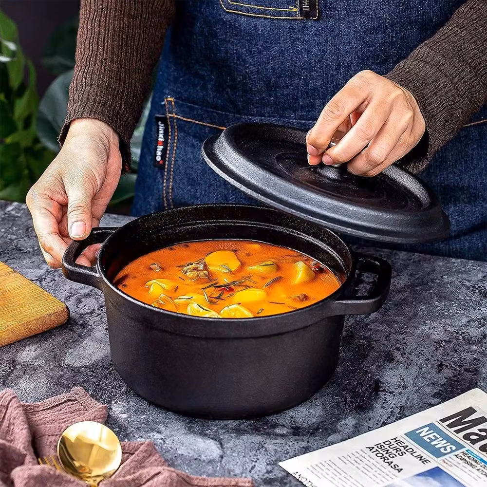 Kelvenix Black Cast Iron Casserole Dish and Dutch Oven Pot – 4