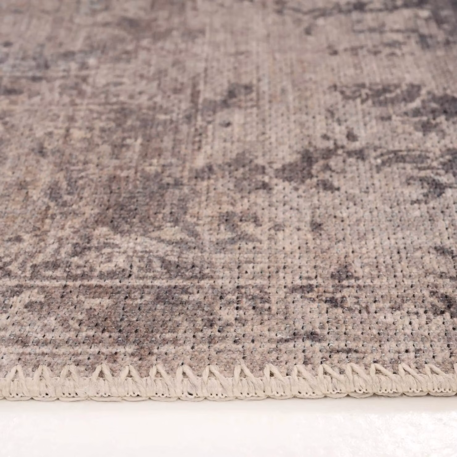 Kukoon Washable Abstract Runner Rug in Grey and Beige, W: 80 cm, L: 300 cm – 3