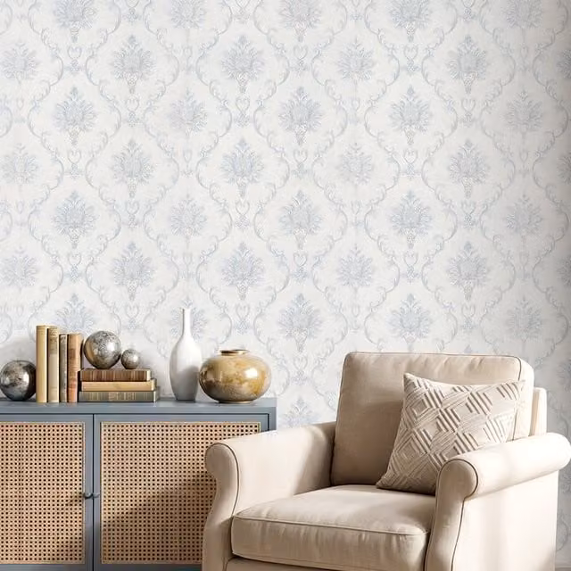 Lifeideas 3D Embossed Non-Woven Floral Botanical Wallpaper in Mint Blue