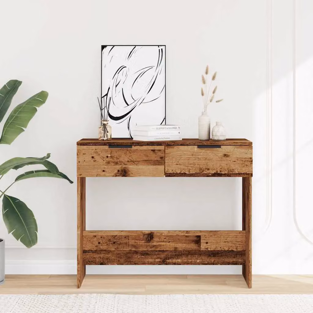 Berkfield Home Rustic Old Wood Console Table in Brown, W/D/H: 90 x 36 x 75 cm – 3