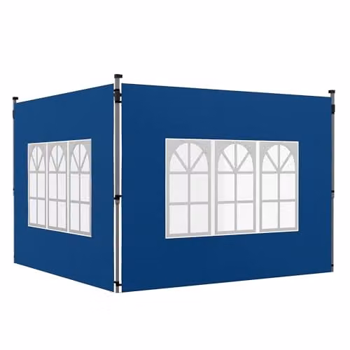 Outsunny Blue Polyester Gazebo Side Panels for 3x3m or 3x4m Pop Up Gazebos, 2 Pack – 1