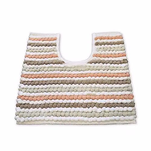 Allure Bath Fashions Striped Chunky Bobble Pedestal Mat in Pink, Grey and Multicolour, W/D/H: 50 x 50 x 2 cm