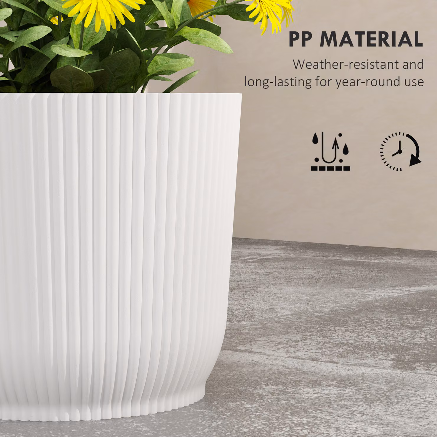 Outsunny Set of Two White Plastic Indoor Plant Pots, Diameter: 22 cm – 3