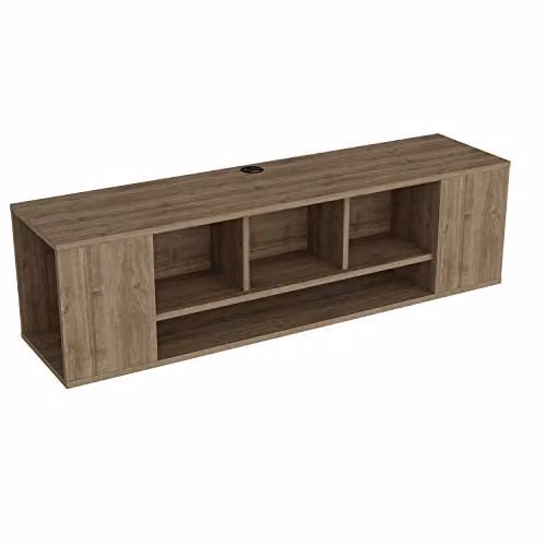 DECOROTIKA Paldi Floating TV Stand Cabinet and Wall Mount Multimedia Storage Unit in Oud Brown – 1
