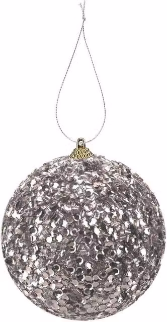 VFM e-Store Silver Christmas Hanging Bauble Decoration, W/D/H: 19 x 10 x 10 cm