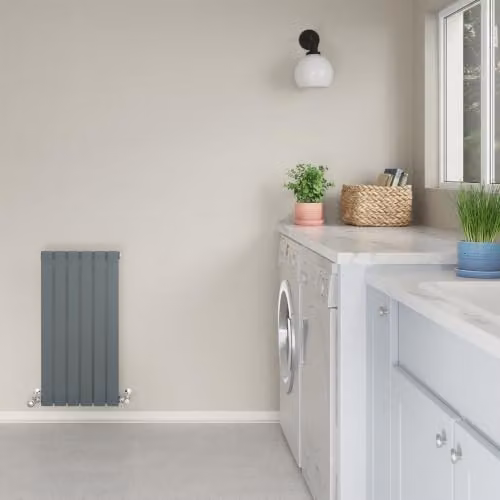 UK Radiators Typhoon Anthracite Flat Tube Horizontal Designer Steel Radiator, H: 80 cm, W: 40.8 cm – 3