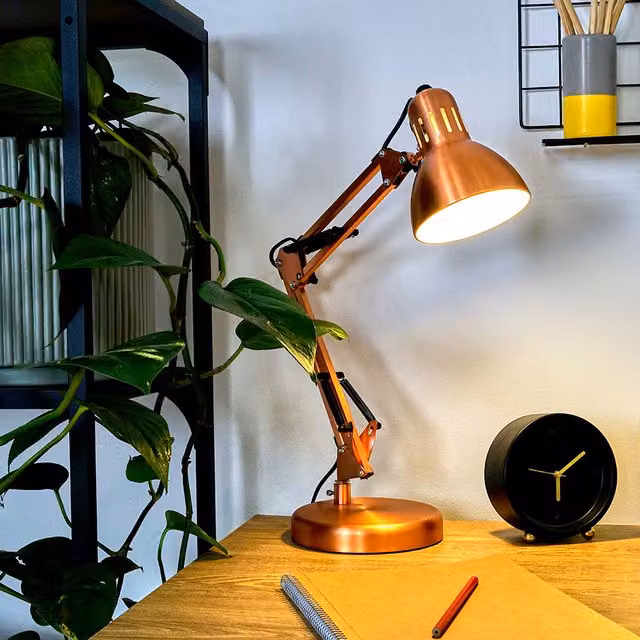 Monda Adjustable Metal Desk Table Lamp in Copper