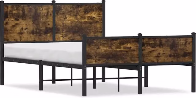 Berkfield Home Metal Bed Frame in Smoked Oak Brown, Small Double, W/D/H: 120 x 190 cm – 1