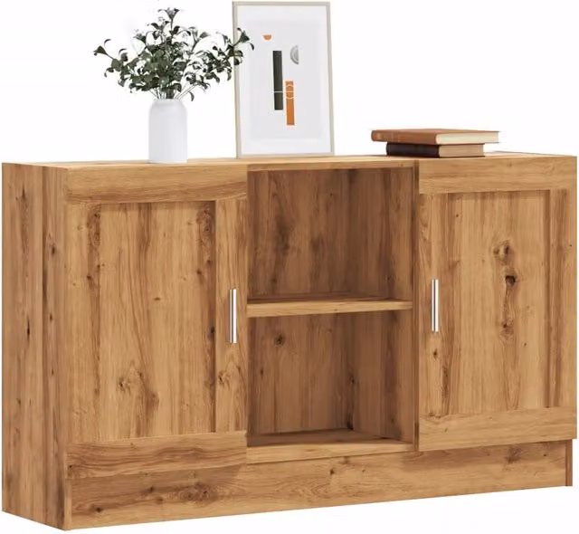 Berkfield Home Artisan Oak Sideboard in Brown, W/D/H: 120 x 30.5 x 70 cm