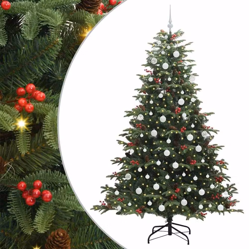 Berkfield Home Artificial Christmas Tree with 300 LEDs and Stand, Green, Height: 210 cm – 2