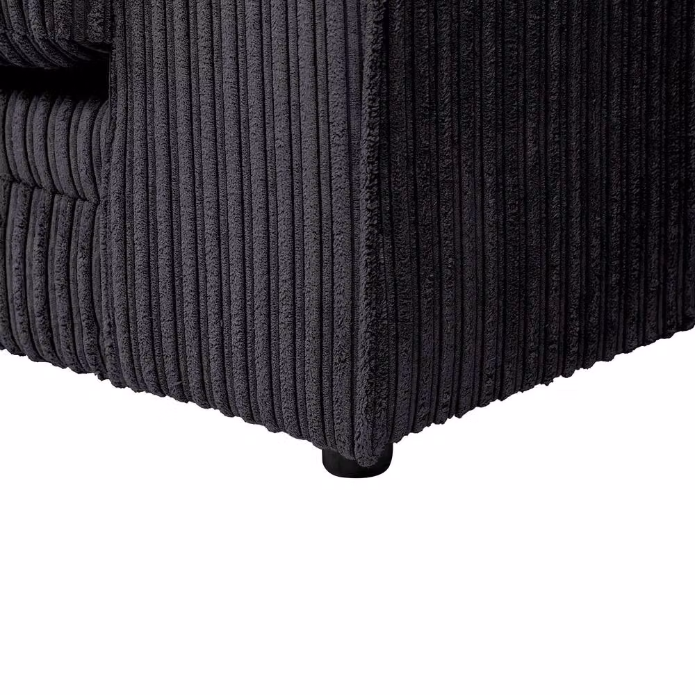 LUXURY LIFE Declan Jumbo Cord Fabric Sofa Set in Black, W/D/H: 180 x 90 x 76 cm – 4