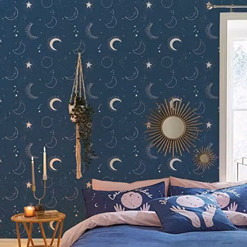 Sassy B Cosmic Babe Washable Wallpaper in Navy Blue