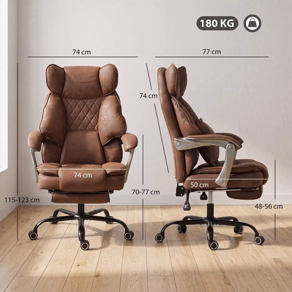 STILVORA Brown Executive Office Chair with Headrest and Footrest – 3