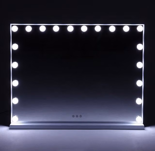 Livingandhome White Hollywood Tabletop Vanity Mirror with Dimmable LED Touch Control