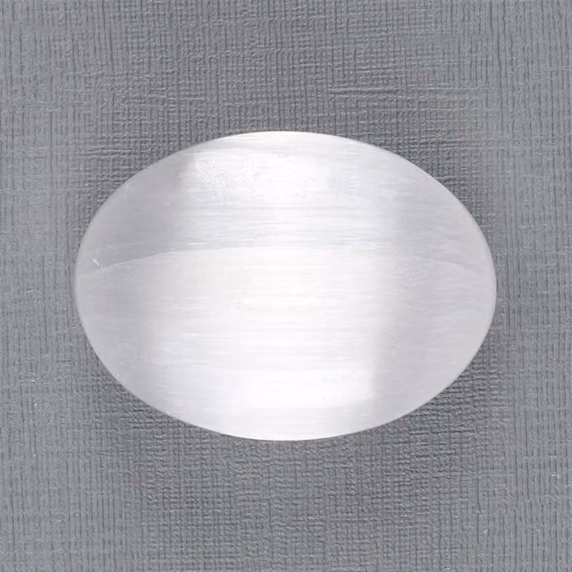 KDMK White Round Selenite Palm Stone for Meditation and Healing