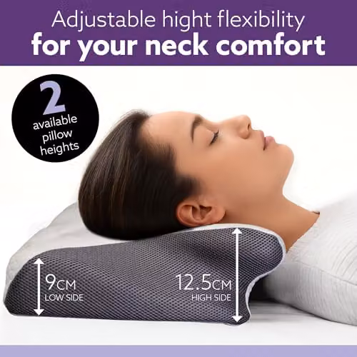 Aamira Orthopedic Memory Foam Cervical Neck Support Pillow with Removable Viscose Cover, White, W/D/H: 64 x 42 x 12.5 cm – 6