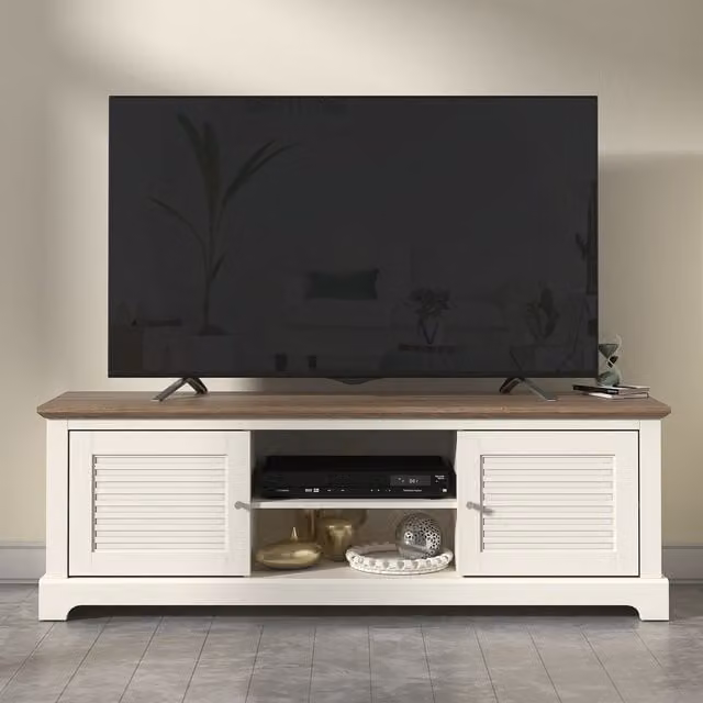 GFW Salcombe Modern TV Unit in White and Beige