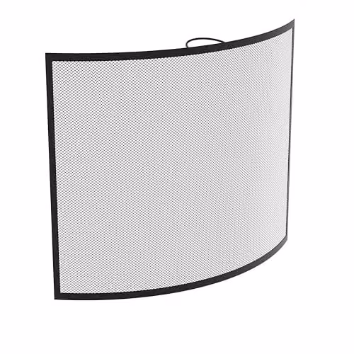 Fire Vida Buckton Spark Guard Fire Screen in Black, H 66.0 cm x W 60.0 cm x D 8.0 cm