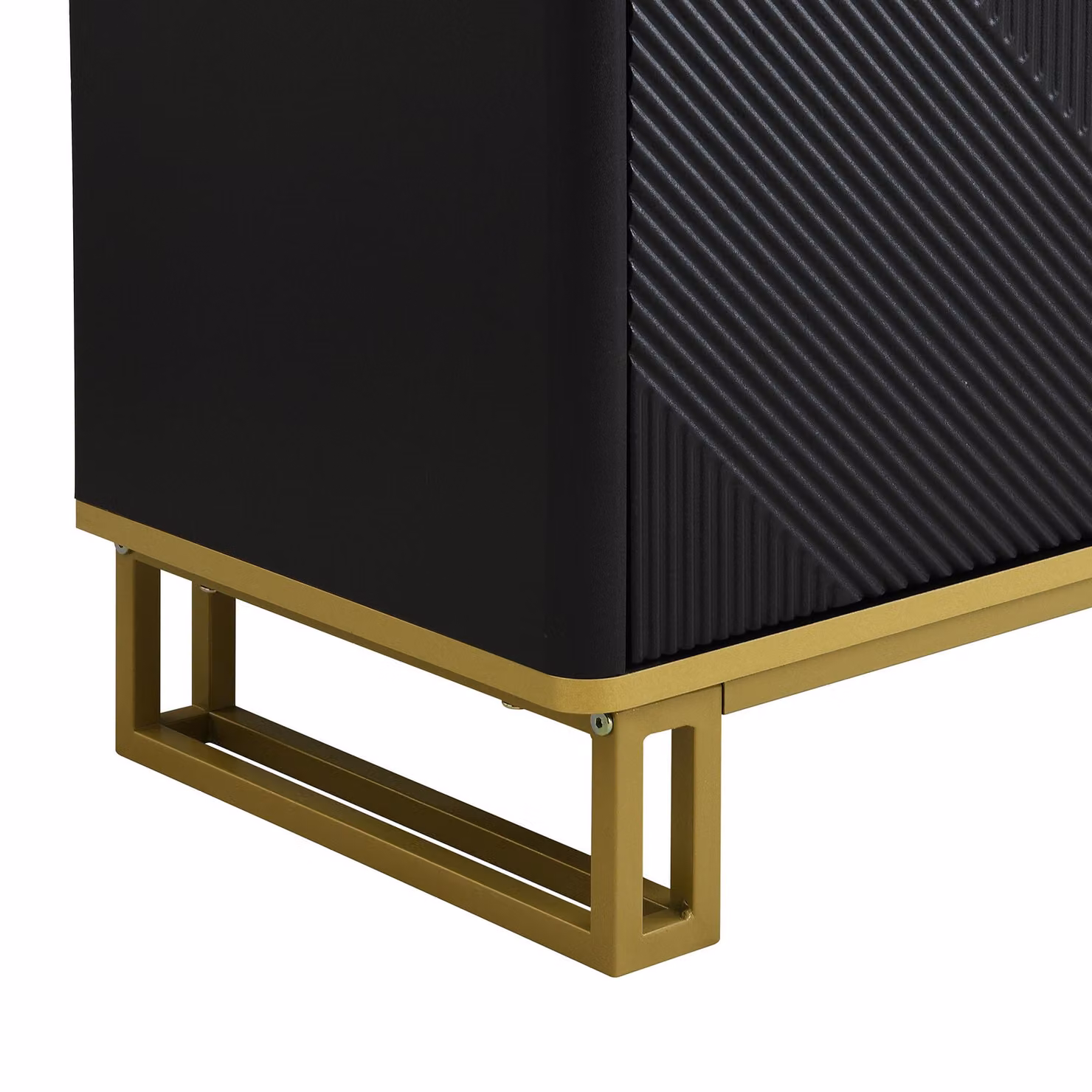 Aosom UK Modern Black TV Cabinet with 4 Geometric Embossed Doors and Open Top Shelf, W: 160 cm, D: 37.5 cm, H: 48 cm – 6