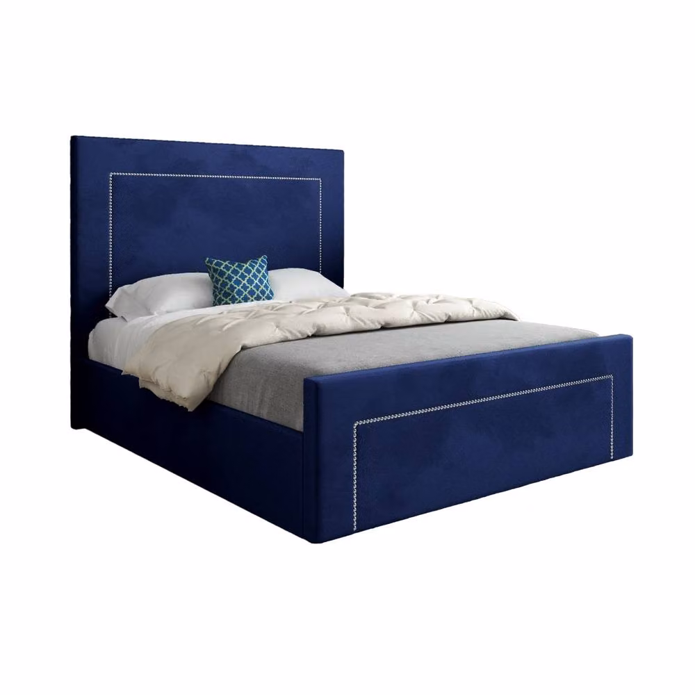 KDMD Macclesfield Single Upholstered Blue Velvet Designer Bed Frame – 2