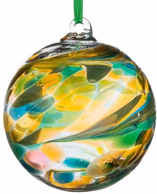 Sienna Glass Happy Easter Friendship Ball Bauble in Green and Multicolour, Diameter: 10 cm