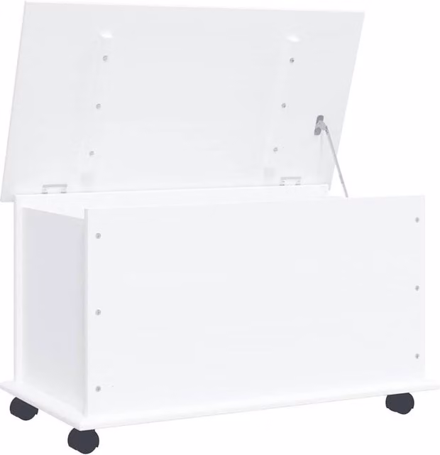 Berkfield Home ALTA White Solid Wood Pine Storage Chest with Castors W: 73 cm, D: 39.5 cm, H: 44 cm