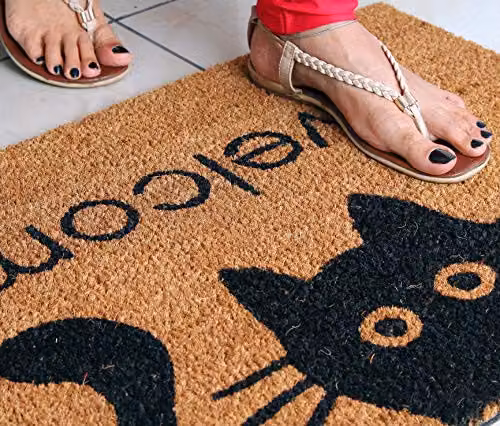 Coco&Coir Meow Welcome Natural Coir Door Mat with Latex Backing, Brown, W/D/H: 75 x 45 x 1.5 cm – 3
