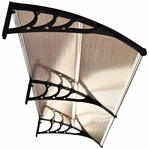 Outsunny Transparent Curved Window and Door Canopy, Polycarbonate and Aluminium Outdoor Awning for Patio and Porch, W: 80 cm, D: 200 cm – 7