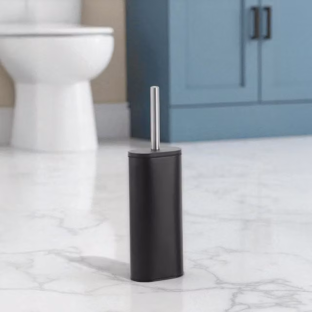 Showerdrape Fortuna Black Steel Freestanding Toilet Brush and Holder