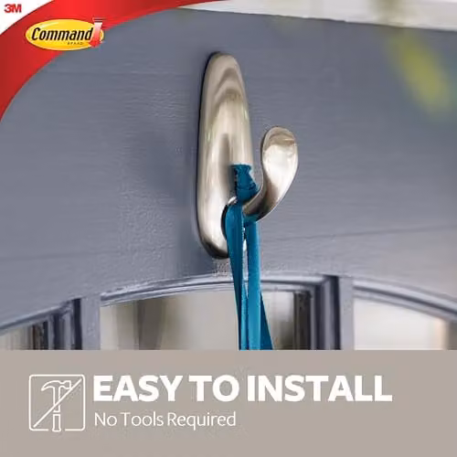3M Command Forever Classic Large Metal Hook in Brushed Nickel Silver – 3