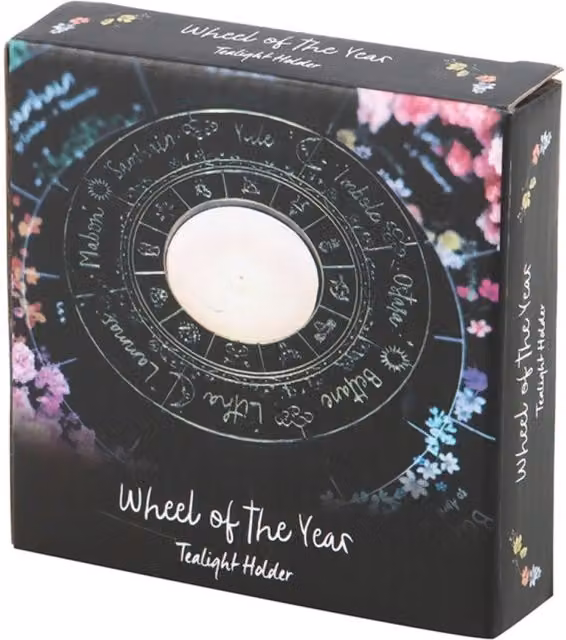 KDMK White Round Wheel of the Year Tealight Candle Holder for Sabbat Rituals