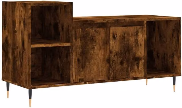 Berkfield Home Smoked Oak TV Cabinet in Brown, W/D/H: 100 x 35 x 55 cm – 1
