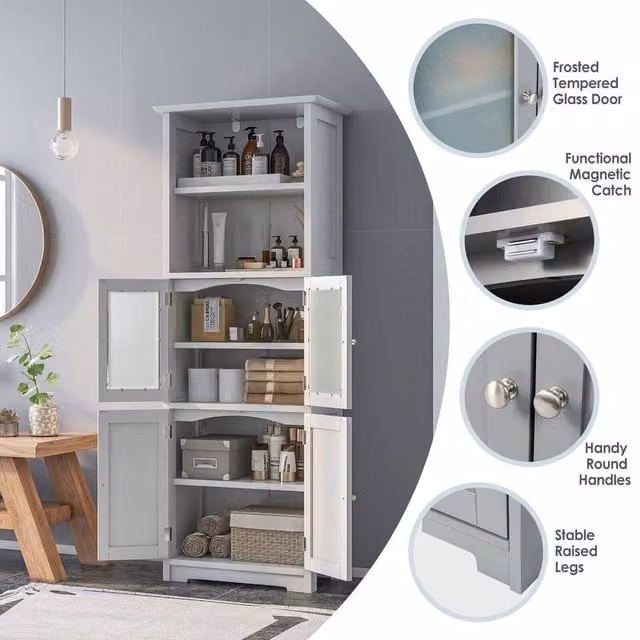 Kelvenix White Lacquered Wood Tall Cabinet with 2 Hinged Doors and Internal Shelves – 1