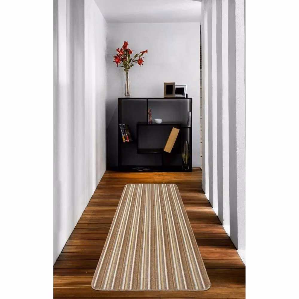 The Rug Shop UK Cream Striped Modern Rectangular Mat, W: 150 cm, D: 100 cm, H: 0.8 cm – 2
