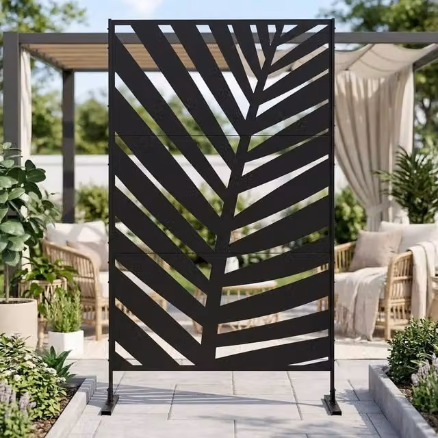 STILVORA Freestanding Garden Privacy Screen, Black, Height: 198 cm