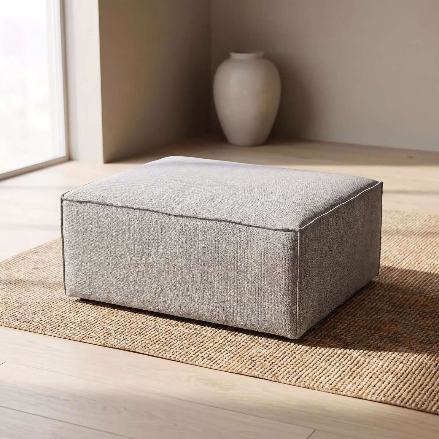 Abakus Direct Doris Basket Weave Footstool in Grey – 2