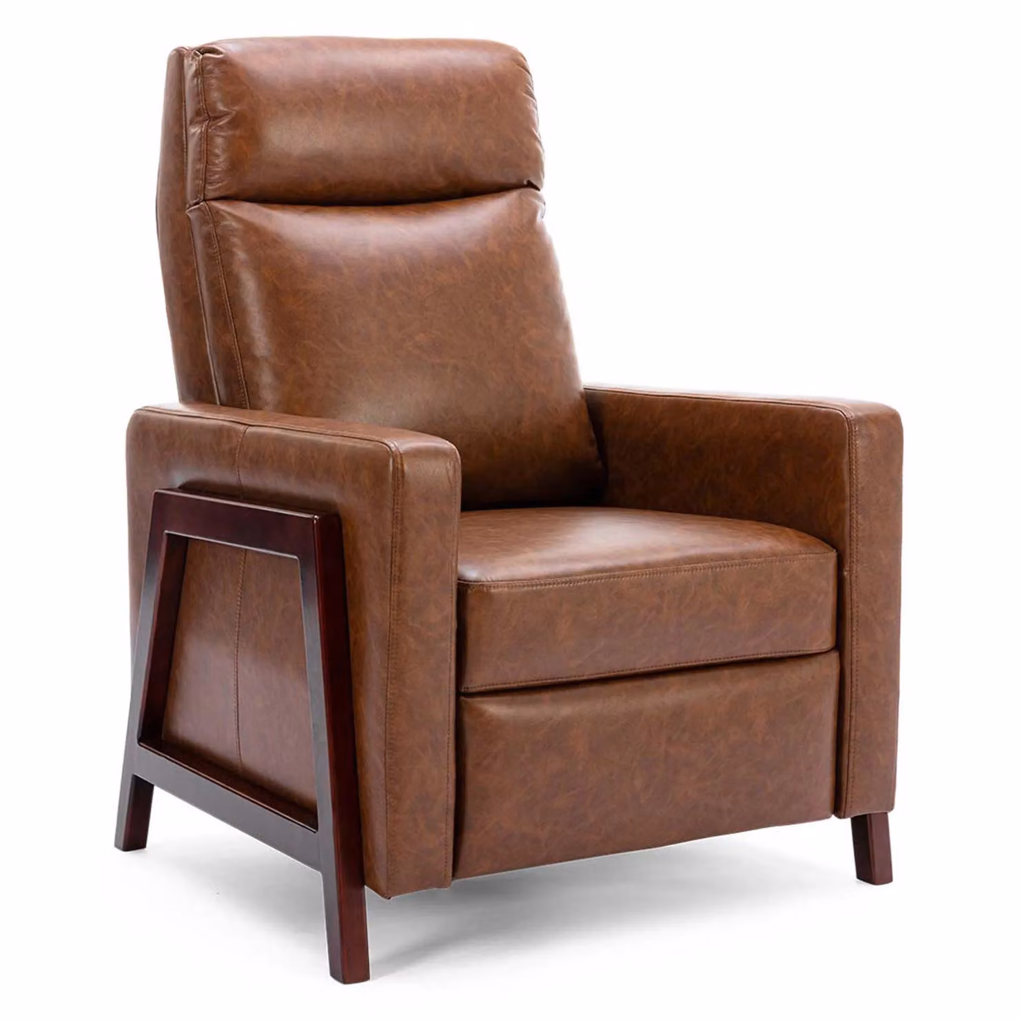 More4Homes Riley Modern Pushback Recliner Chair in Brown Air Leather – 3