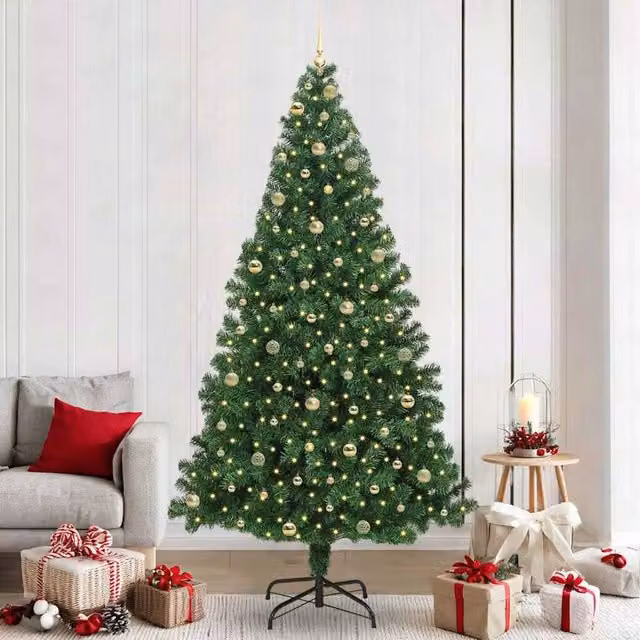 Berkfield Home Artificial Christmas Tree with 300 LEDs and Stand, Green, Height: 240 cm