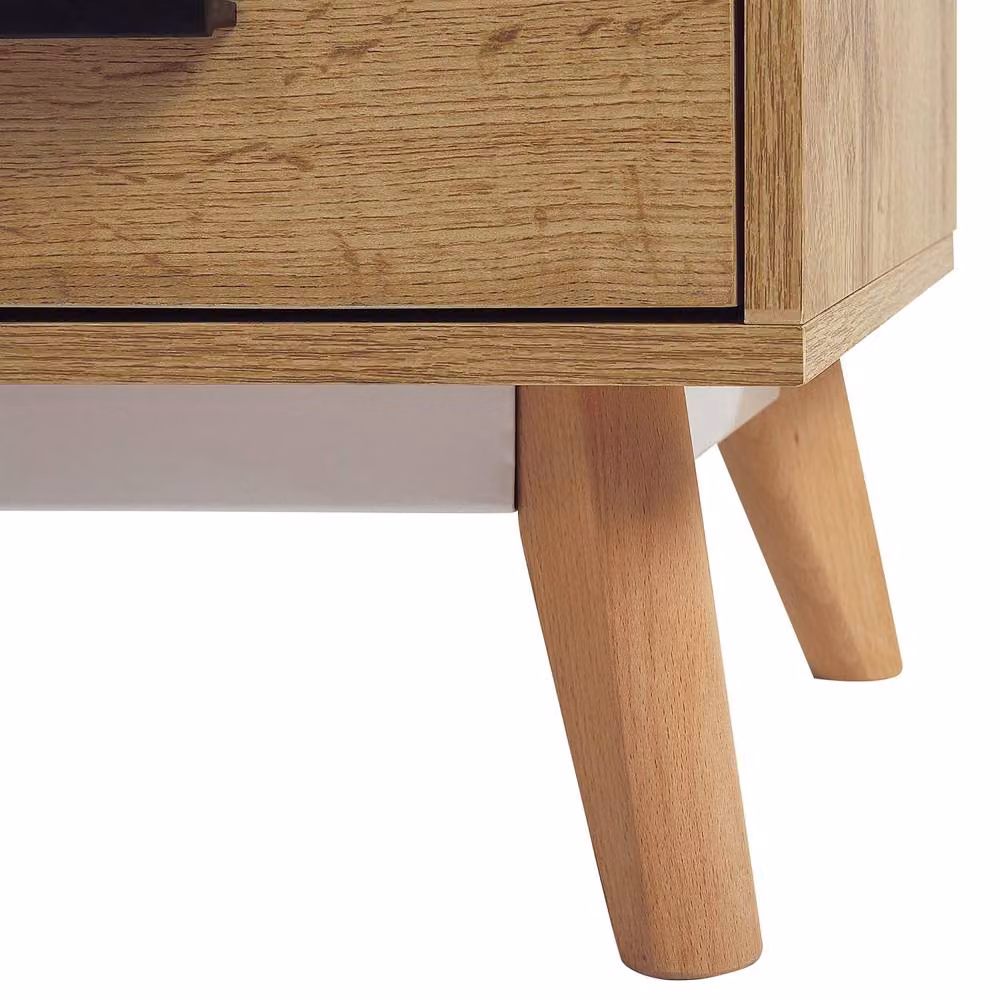 Wyld and Coco Rustic 55-inch TV Stand in Light Brown with White Drawers – 6